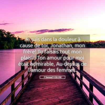 Picture 05 - 2 Samuel 1:26 LSG - Je suis dans la douleur à cause de toi, - Bible Verse Picture