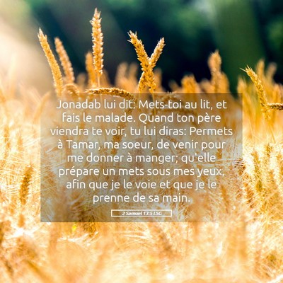 Picture 05 - 2 Samuel 13:5 LSG - Jonadab lui dit: Mets-toi au lit, et fais le - Bible Verse Picture