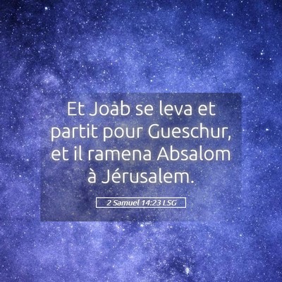 Picture 05 - 2 Samuel 14:23 LSG - Et Joab se leva et partit pour Gueschur, et il - Bible Verse Picture