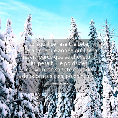 Picture 05 - 2 Samuel 14:26 LSG - Lorsqu'il se rasait la tête, -c'était chaque - Bible Verse Picture
