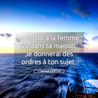 Picture 05 - 2 Samuel 14:8 LSG - Le roi dit à la femme: Va dans ta maison. Je - Bible Verse Picture