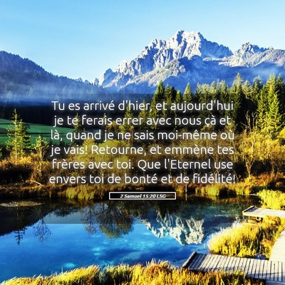 Picture 05 - 2 Samuel 15:20 LSG - Tu es arrivé d'hier, et aujourd'hui je te ferais - Bible Verse Picture