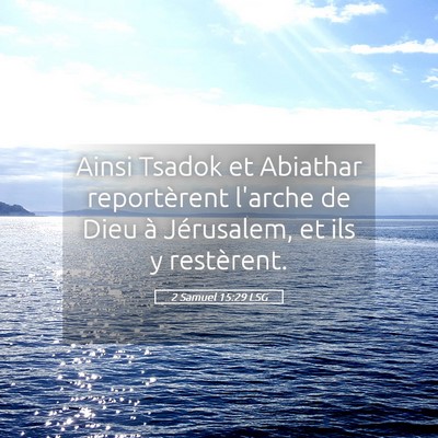 Picture 05 - 2 Samuel 15:29 LSG - Ainsi Tsadok et Abiathar reportèrent l'arche de - Bible Verse Picture