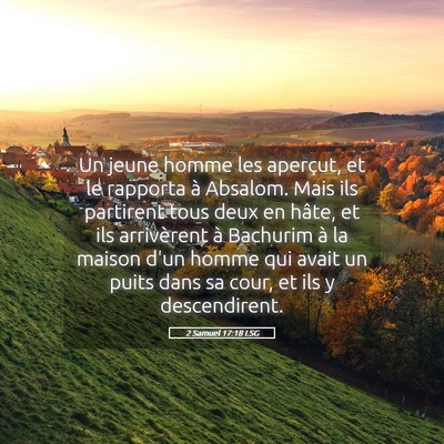 Picture 05 - 2 Samuel 17:18 LSG - Un jeune homme les aperçut, et le rapporta à - Bible Verse Picture