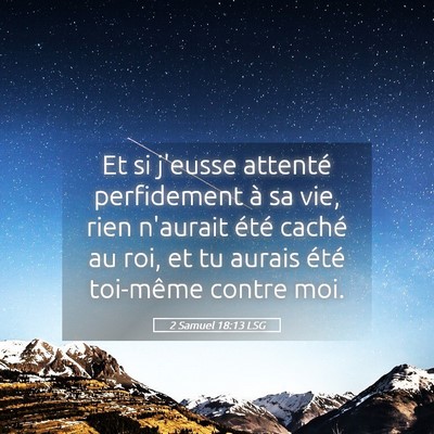Picture 05 - 2 Samuel 18:13 LSG - Et si j'eusse attenté perfidement à sa vie, - Bible Verse Picture