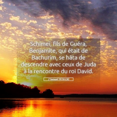 Picture 05 - 2 Samuel 19:16 LSG - Schimeï, fils de Guéra, Benjamite, qui était - Bible Verse Picture