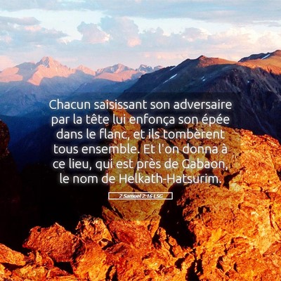 Picture 05 - 2 Samuel 2:16 LSG - Chacun saisissant son adversaire par la tête lui - Bible Verse Picture
