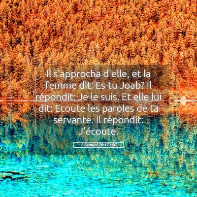 Picture 05 - 2 Samuel 20:17 LSG - Il s'approcha d'elle, et la femme dit: Es-tu - Bible Verse Picture