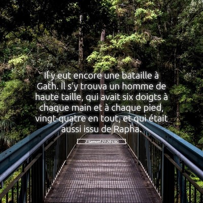 Picture 05 - 2 Samuel 21:20 LSG - Il y eut encore une bataille à Gath. Il s'y - Bible Verse Picture
