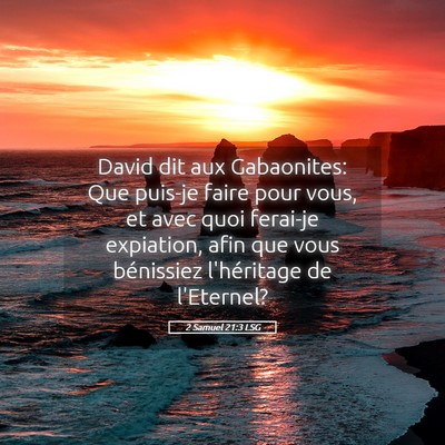 Picture 05 - 2 Samuel 21:3 LSG - David dit aux Gabaonites: Que puis-je faire pour - Bible Verse Picture