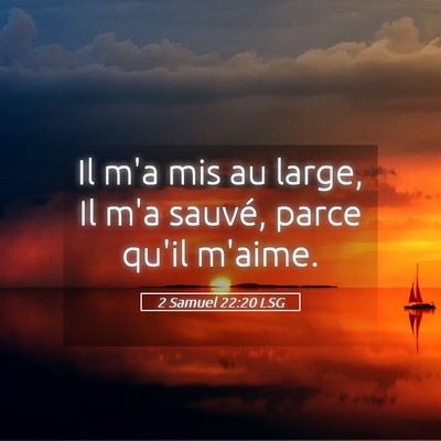 Picture 05 - 2 Samuel 22:20 LSG - Il m'a mis au large, Il m'a sauvé, parce qu'il - Bible Verse Picture