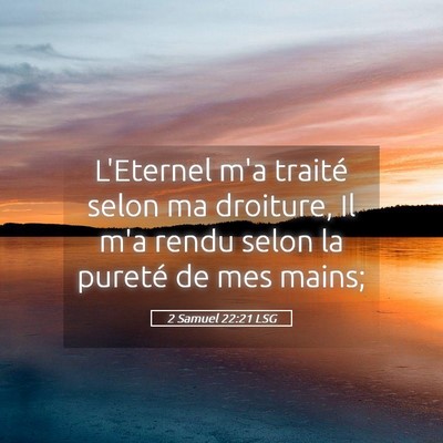 Picture 05 - 2 Samuel 22:21 LSG - L'Eternel m'a traité selon ma droiture, Il m'a - Bible Verse Picture