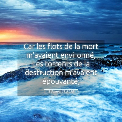 Picture 05 - 2 Samuel 22:5 LSG - Car les flots de la mort m'avaient environné, - Bible Verse Picture