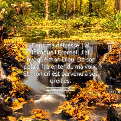 Picture 05 - 2 Samuel 22:7 LSG - Dans ma détresse, j'ai invoqué l'Eternel, J'ai - Bible Verse Picture