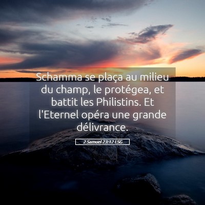 Picture 05 - 2 Samuel 23:12 LSG - Schamma se plaça au milieu du champ, le - Bible Verse Picture