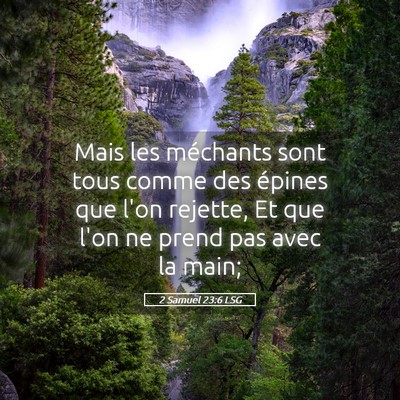Picture 05 - 2 Samuel 23:6 LSG - Mais les méchants sont tous comme des épines - Bible Verse Picture