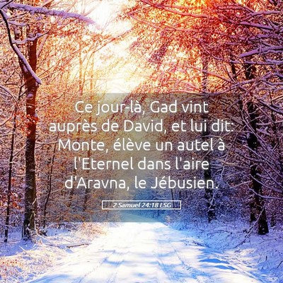Picture 05 - 2 Samuel 24:18 LSG - Ce jour-là, Gad vint auprès de David, et lui - Bible Verse Picture