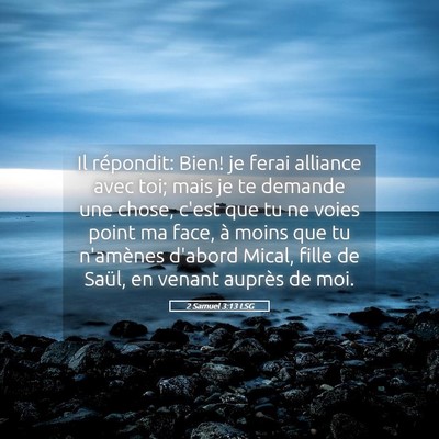 Picture 05 - 2 Samuel 3:13 LSG - Il répondit: Bien! je ferai alliance avec toi; - Bible Verse Picture
