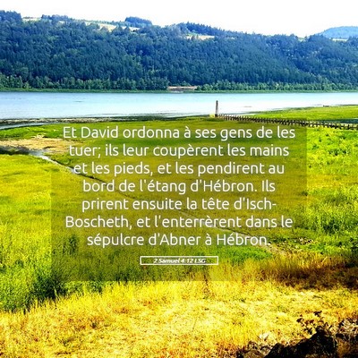 Picture 05 - 2 Samuel 4:12 LSG - Et David ordonna à ses gens de les tuer; ils - Bible Verse Picture