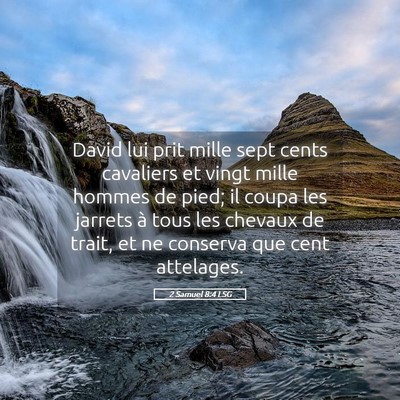 Picture 05 - 2 Samuel 8:4 LSG - David lui prit mille sept cents cavaliers et - Bible Verse Picture
