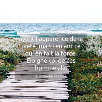 Picture 05 - 2 Timothée 3:5 LSG - ayant l'apparence de la piété, mais reniant ce - Bible Verse Picture