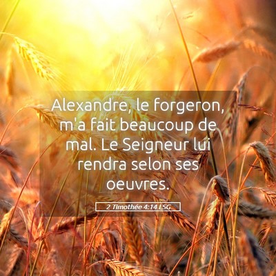 Picture 05 - 2 Timothée 4:14 LSG - Alexandre, le forgeron, m'a fait beaucoup de mal. - Bible Verse Picture