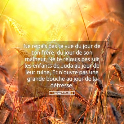 Picture 05 - Abdias 1:12 LSG - Ne repais pas ta vue du jour de ton frère, du - Bible Verse Picture