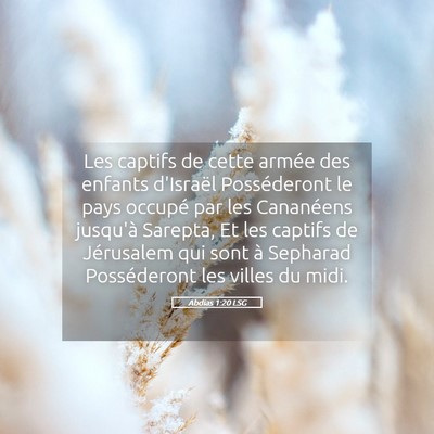 Picture 05 - Abdias 1:20 LSG - Les captifs de cette armée des enfants d'Israël - Bible Verse Picture