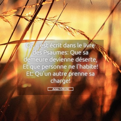 Picture 05 - Actes 1:20 LSG - Or, il est écrit dans le livre des Psaumes: Que - Bible Verse Picture