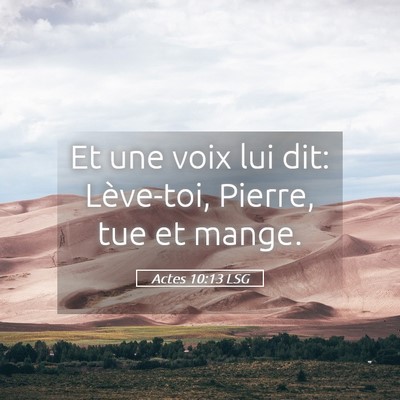 Picture 05 - Actes 10:13 LSG - Et une voix lui dit: Lève-toi, Pierre, tue et - Bible Verse Picture