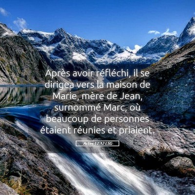 Picture 05 - Actes 12:12 LSG - Après avoir réfléchi, il se dirigea vers la - Bible Verse Picture