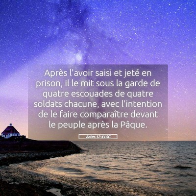 Picture 05 - Actes 12:4 LSG - Après l'avoir saisi et jeté en prison, il le - Bible Verse Picture