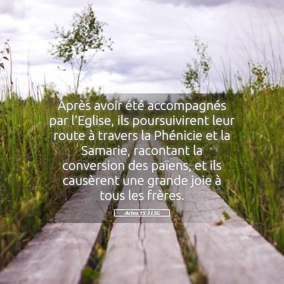 Picture 05 - Actes 15:3 LSG - Après avoir été accompagnés par l'Eglise, ils - Bible Verse Picture