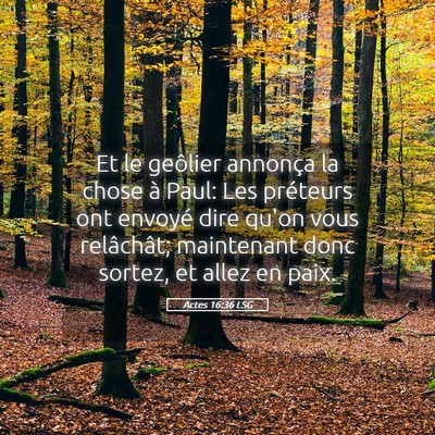 Picture 05 - Actes 16:36 LSG - Et le geôlier annonça la chose à Paul: Les - Bible Verse Picture