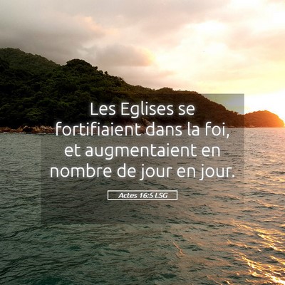 Picture 05 - Actes 16:5 LSG - Les Eglises se fortifiaient dans la foi, et - Bible Verse Picture