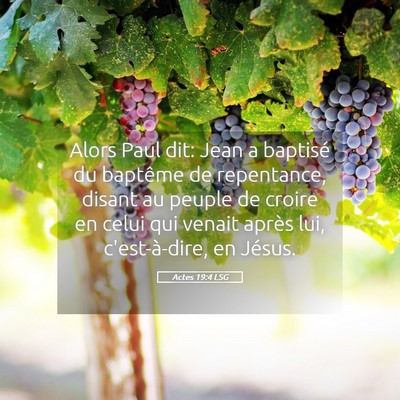 Picture 05 - Actes 19:4 LSG - Alors Paul dit: Jean a baptisé du baptême de - Bible Verse Picture