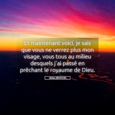 Picture 05 - Actes 20:25 LSG - Et maintenant voici, je sais que vous ne verrez - Bible Verse Picture