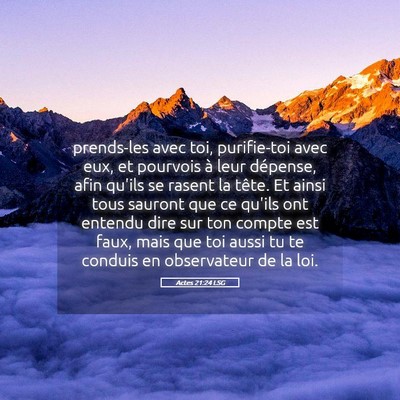 Picture 05 - Actes 21:24 LSG - prends-les avec toi, purifie-toi avec eux, et - Bible Verse Picture