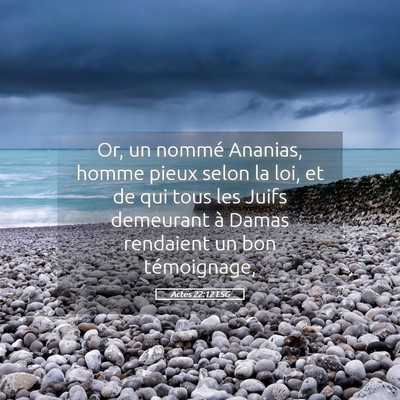 Picture 05 - Actes 22:12 LSG - Or, un nommé Ananias, homme pieux selon la loi, - Bible Verse Picture