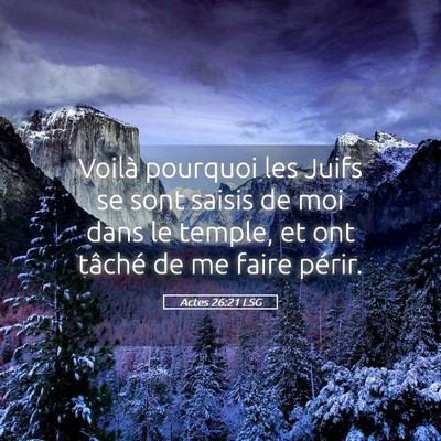 Picture 05 - Actes 26:21 LSG - Voilà pourquoi les Juifs se sont saisis de moi - Bible Verse Picture