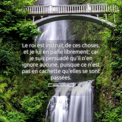 Picture 05 - Actes 26:26 LSG - Le roi est instruit de ces choses, et je lui en - Bible Verse Picture