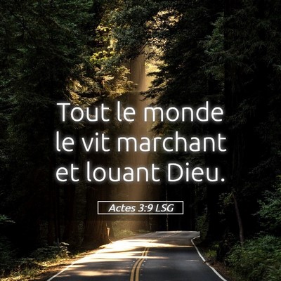 Picture 05 - Actes 3:9 LSG - Tout le monde le vit marchant et louant - Bible Verse Picture