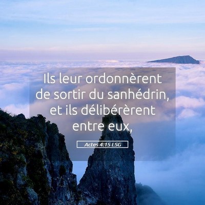 Picture 05 - Actes 4:15 LSG - Ils leur ordonnèrent de sortir du sanhédrin, et - Bible Verse Picture