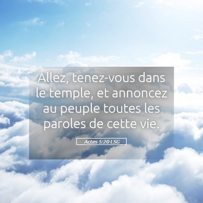 Picture 05 - Actes 5:20 LSG - Allez, tenez-vous dans le temple, et annoncez au - Bible Verse Picture