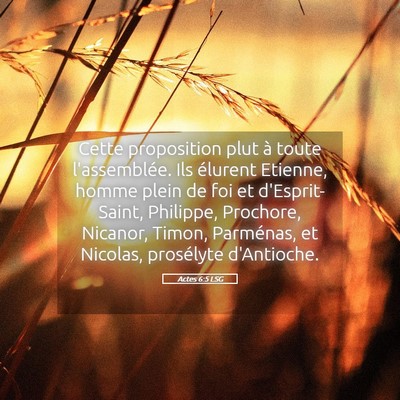 Picture 05 - Actes 6:5 LSG - Cette proposition plut à toute l'assemblée. Ils - Bible Verse Picture