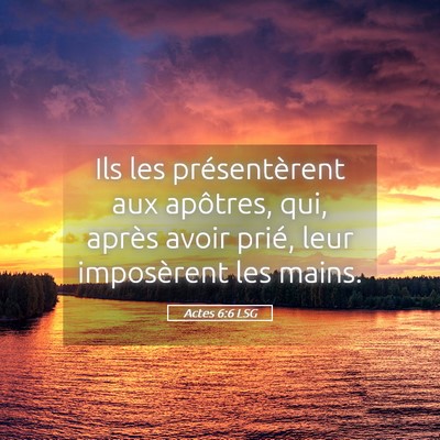 Picture 05 - Actes 6:6 LSG - Ils les présentèrent aux apôtres, qui, après - Bible Verse Picture