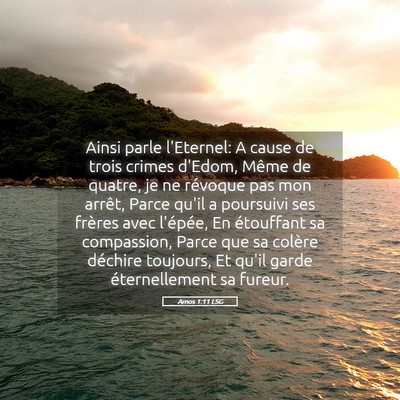 Picture 05 - Amos 1:11 LSG - Ainsi parle l'Eternel: A cause de trois crimes - Bible Verse Picture