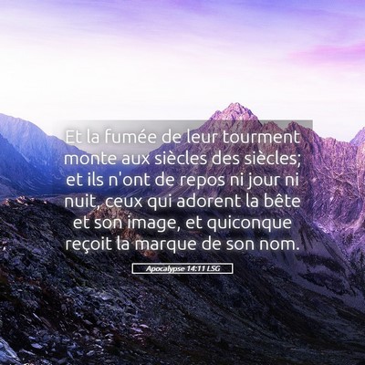 Picture 05 - Apocalypse 14:11 LSG - Et la fumée de leur tourment monte aux siècles - Bible Verse Picture