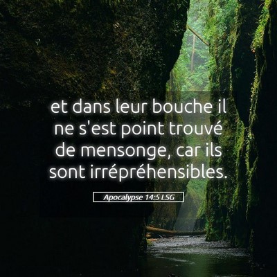 Picture 05 - Apocalypse 14:5 LSG - et dans leur bouche il ne s'est point trouvé de - Bible Verse Picture