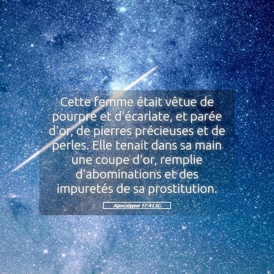 Picture 05 - Apocalypse 17:4 LSG - Cette femme était vêtue de pourpre et - Bible Verse Picture
